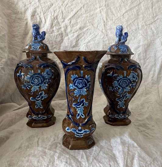 Fabulous 18th Century Delft Garniture Set by