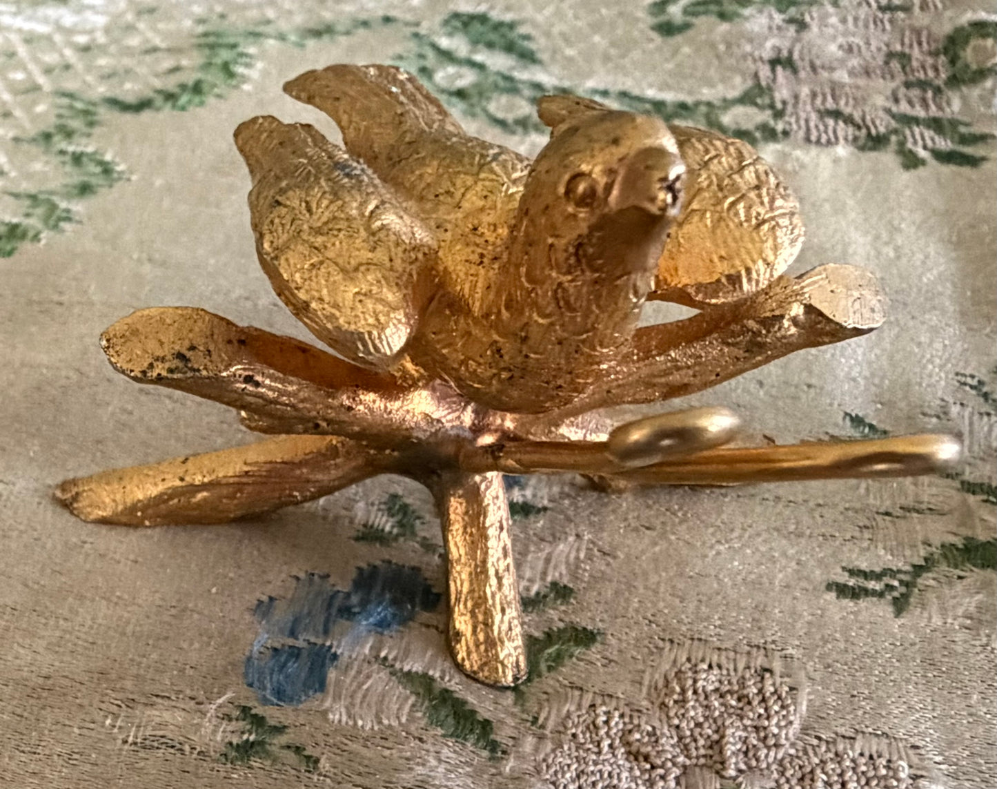 A Set of Six 19th Century Gilt Menu Holders in Bird Form