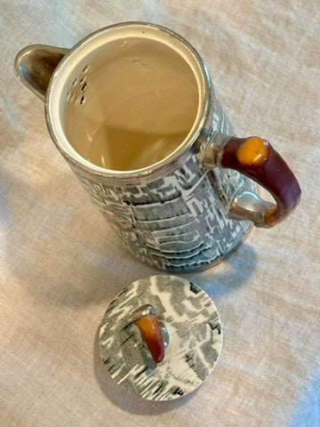 Vintage Arthur Woods Silver Shield Faux Bois Chocolate Pot