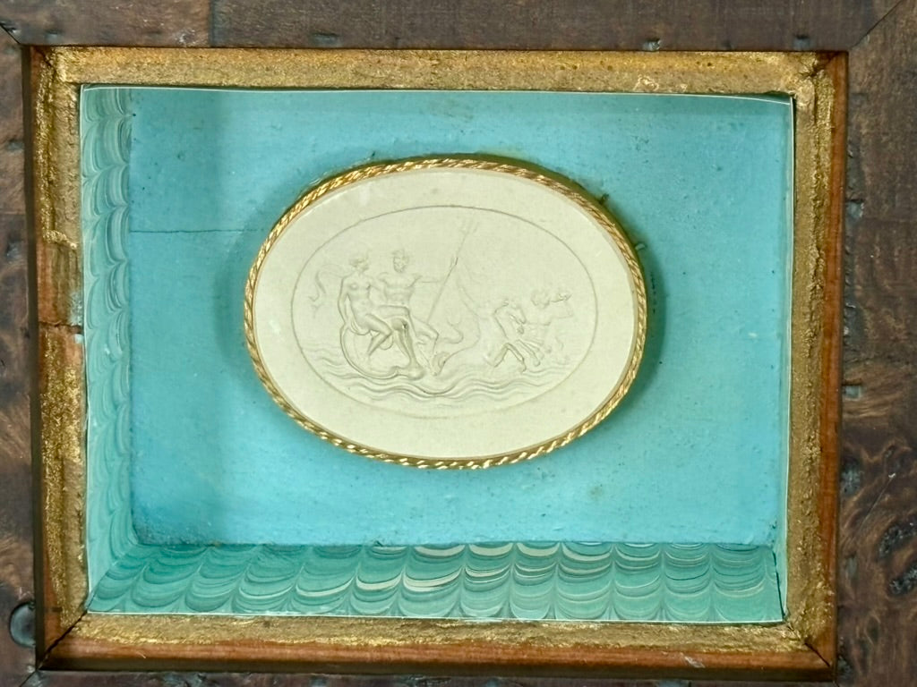 Grand Tour Intaglio Mounted in Vintage Gilt and Painted Box