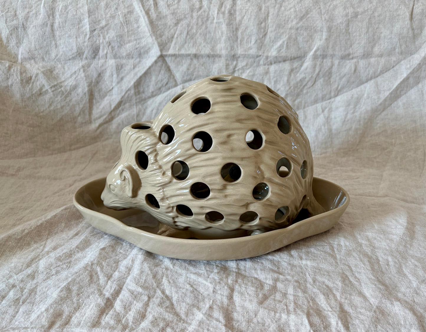 1940s Wedgwood Drabware Hedgehog Form Crocus Pot