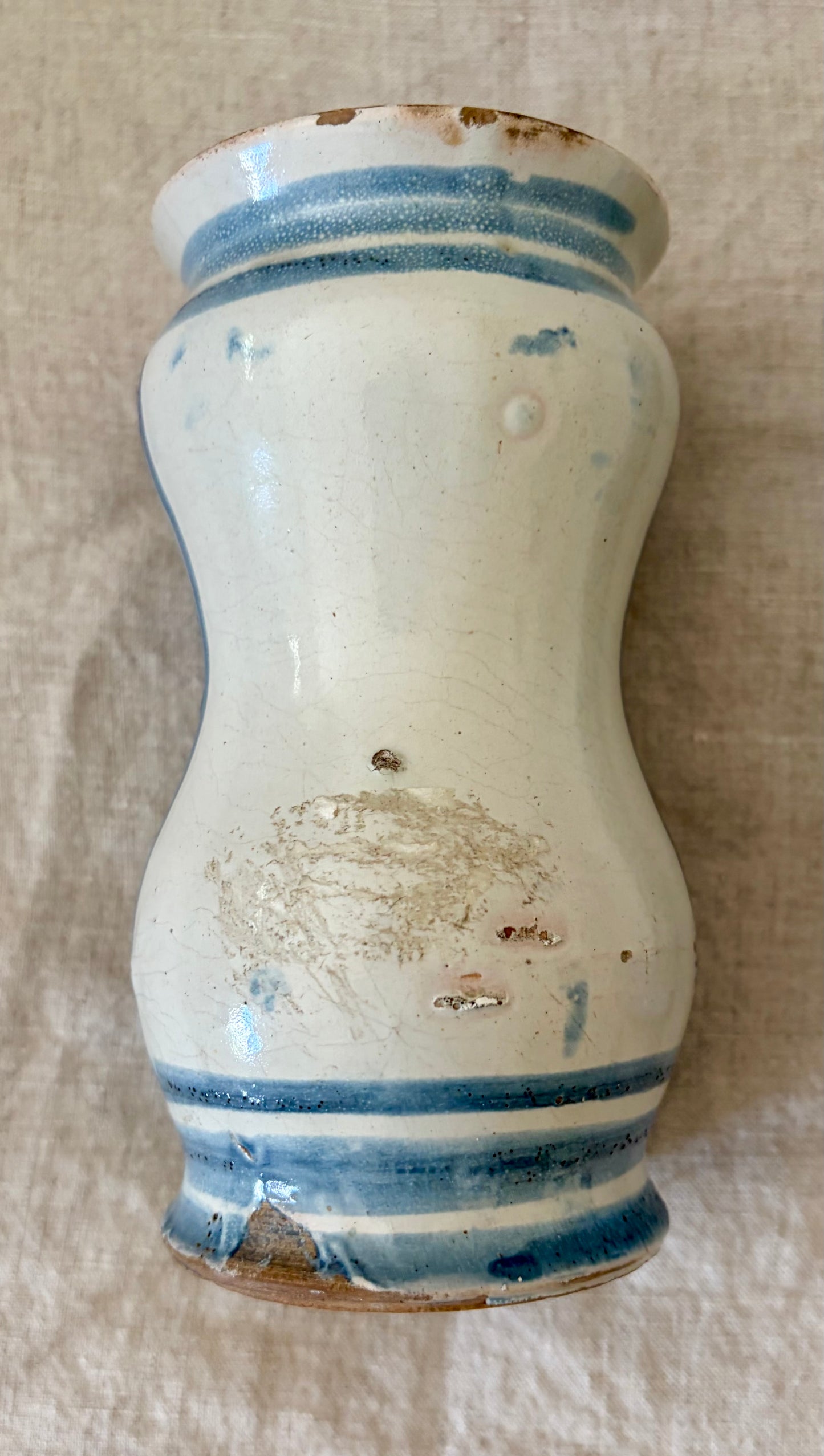 Pair of Southern Italian Maiolica Albarello or Apothecary Jars