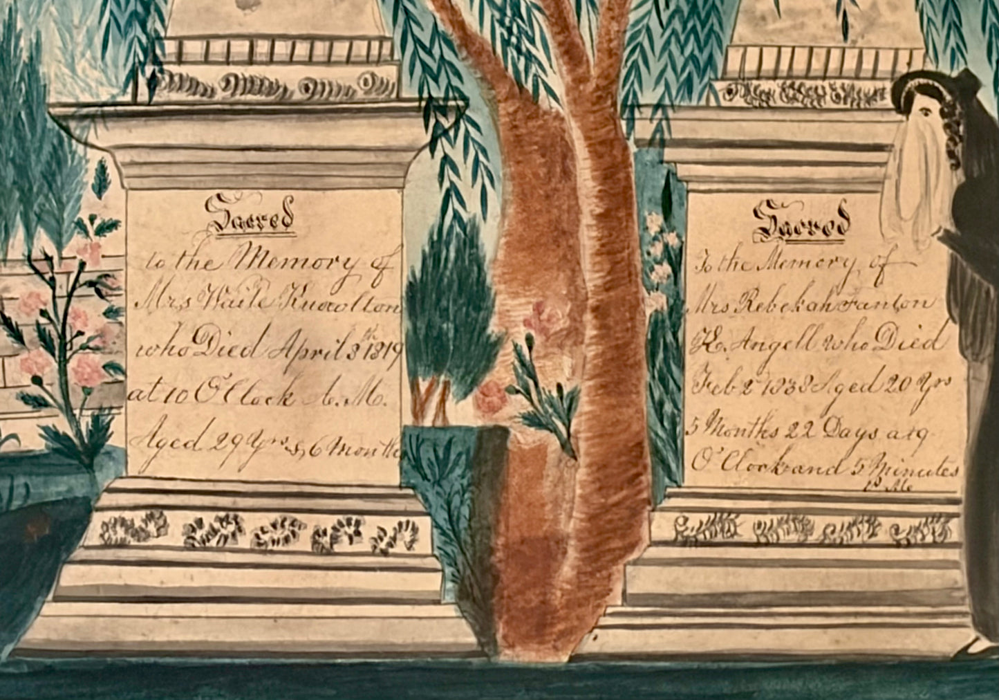 Circa 1840 Fenton Family Memorial Watercolor