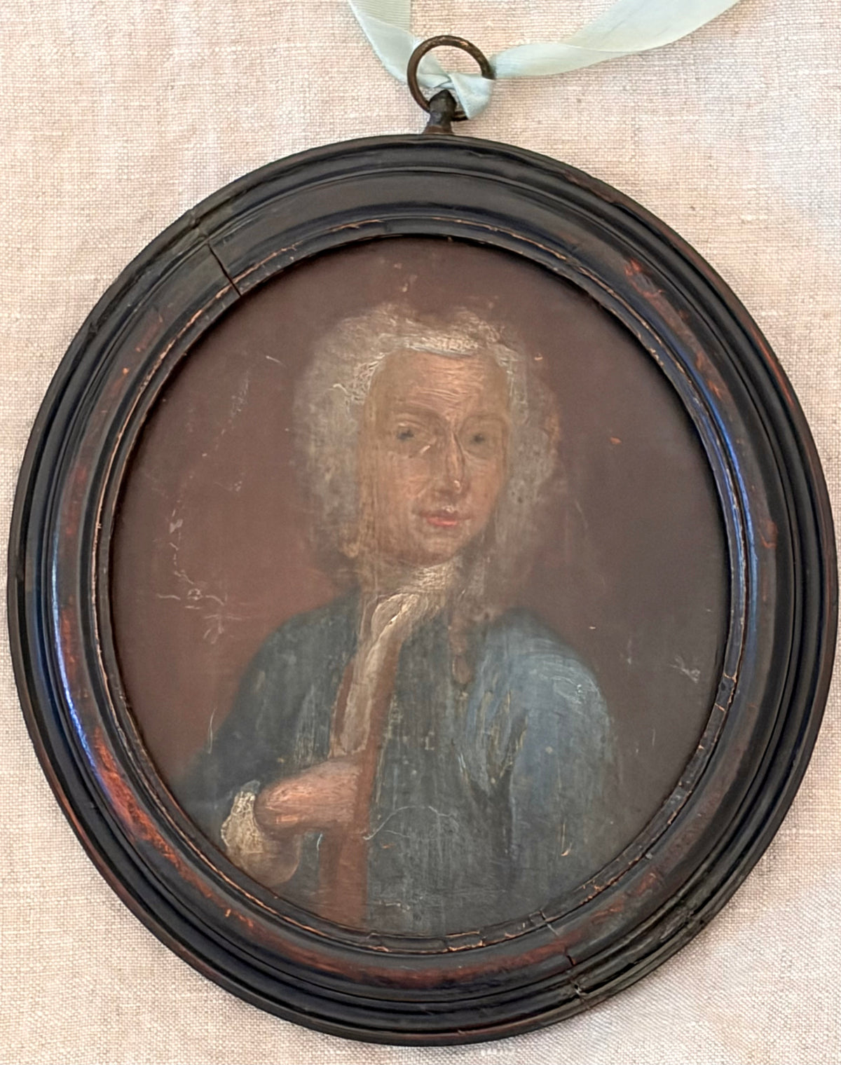 Circa 1720 - 1740 Portrait Miniature on Wood Panel