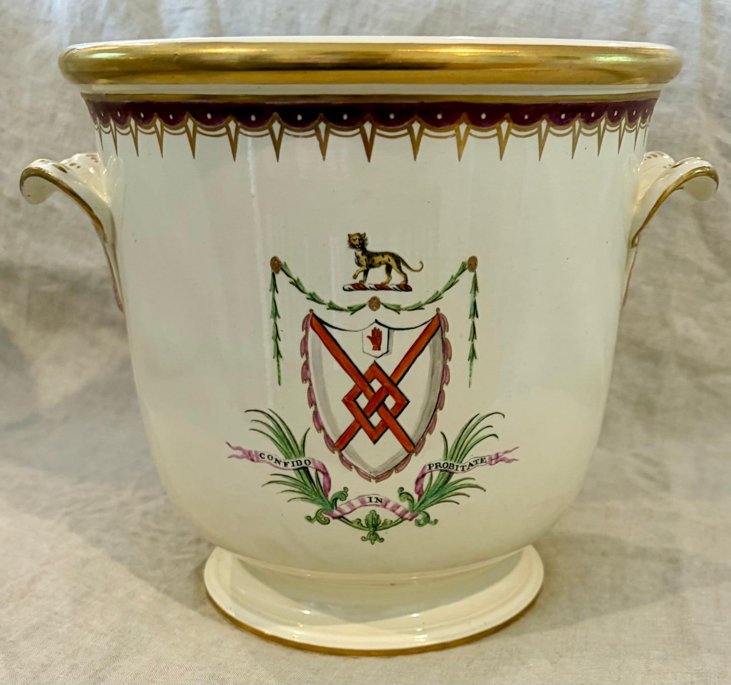 18th Century Creamware Wedgwood Wine Cooler with Armorial