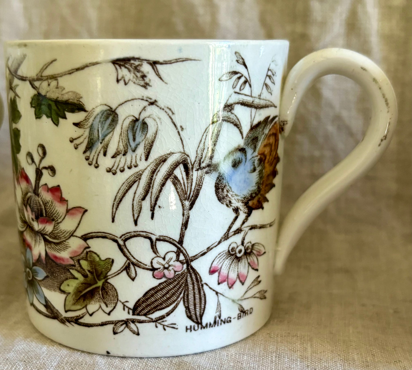 Collection of Five Children's Staffordshire Bird and Alphabet Mugs