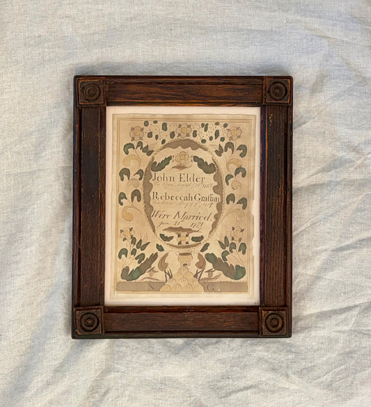 Post 1830 Marriage Fraktur from Windham, Maine