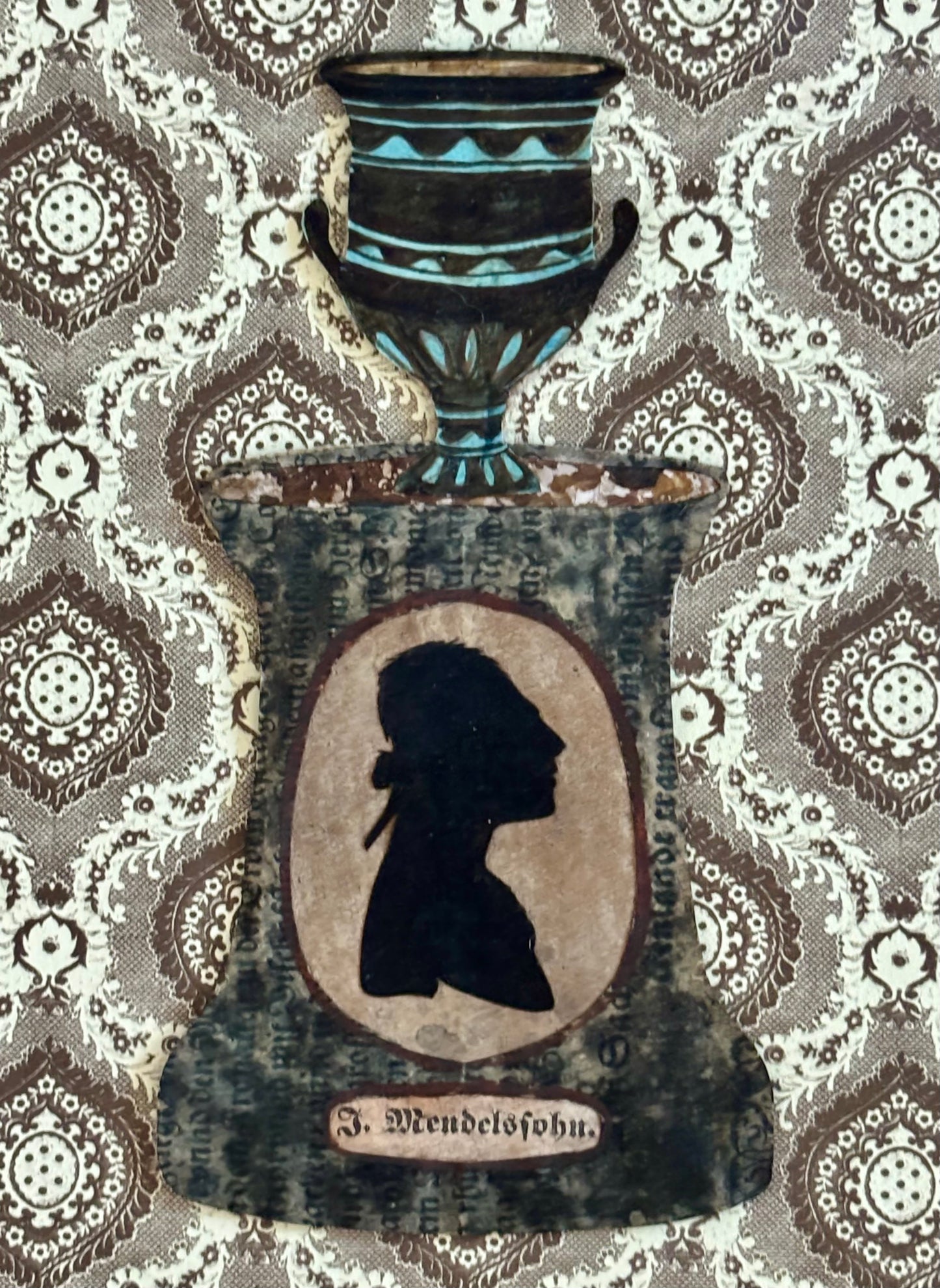 Papercut Memorial or Tribute to Mendelssohn with Silhouette