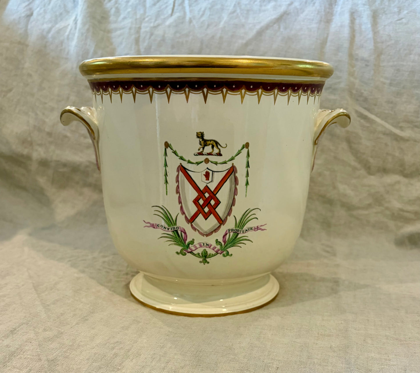 18th Century Creamware Wedgwood Wine Cooler with Armorial