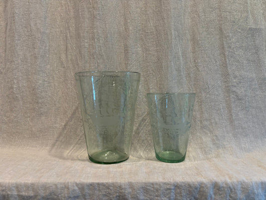 Pair of 18th Century Wheel Engraved American Flip Glasses With a Ship Motif