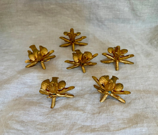 A Set of Six 19th Century Gilt Menu Holders in Bird Form