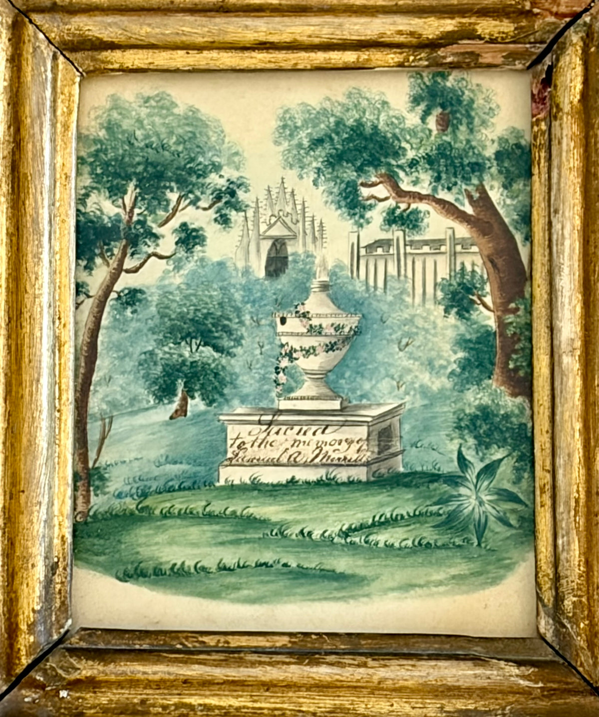 Small Watercolor Memorial Painting for Samuel Merrell