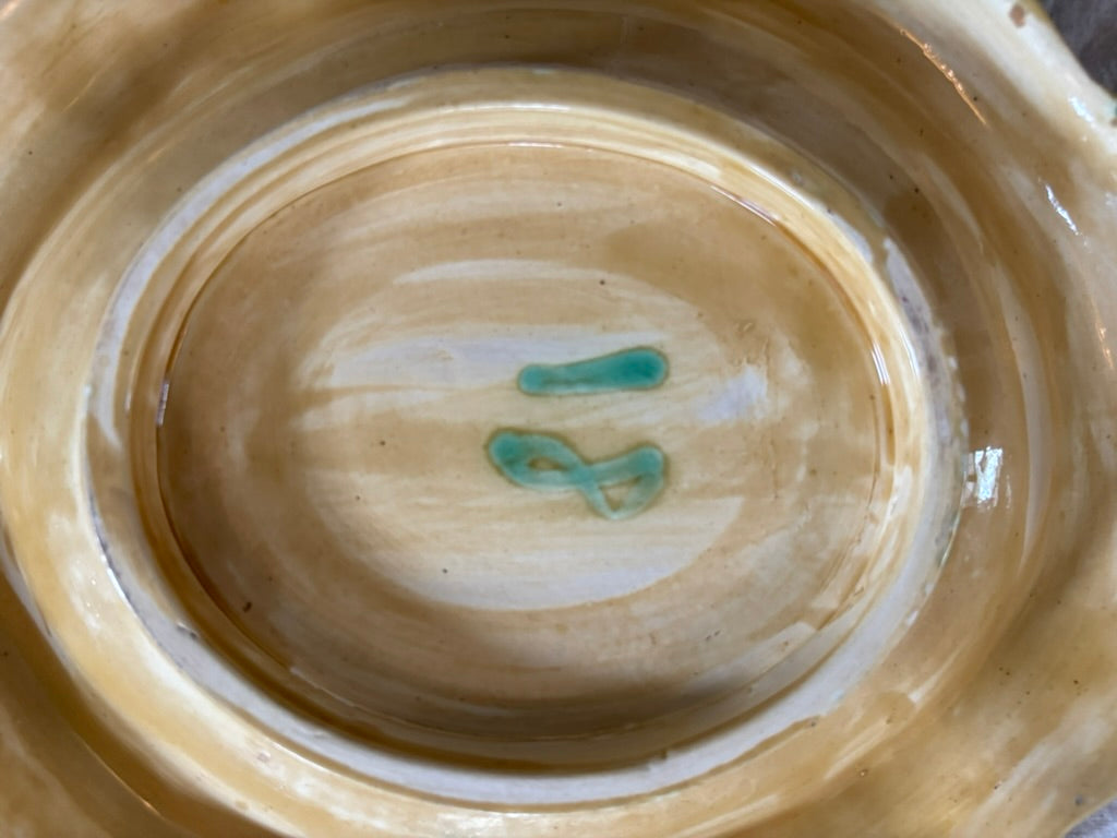 Tortoiseshell Glaze Majolica Wheatsheaf Bread plate