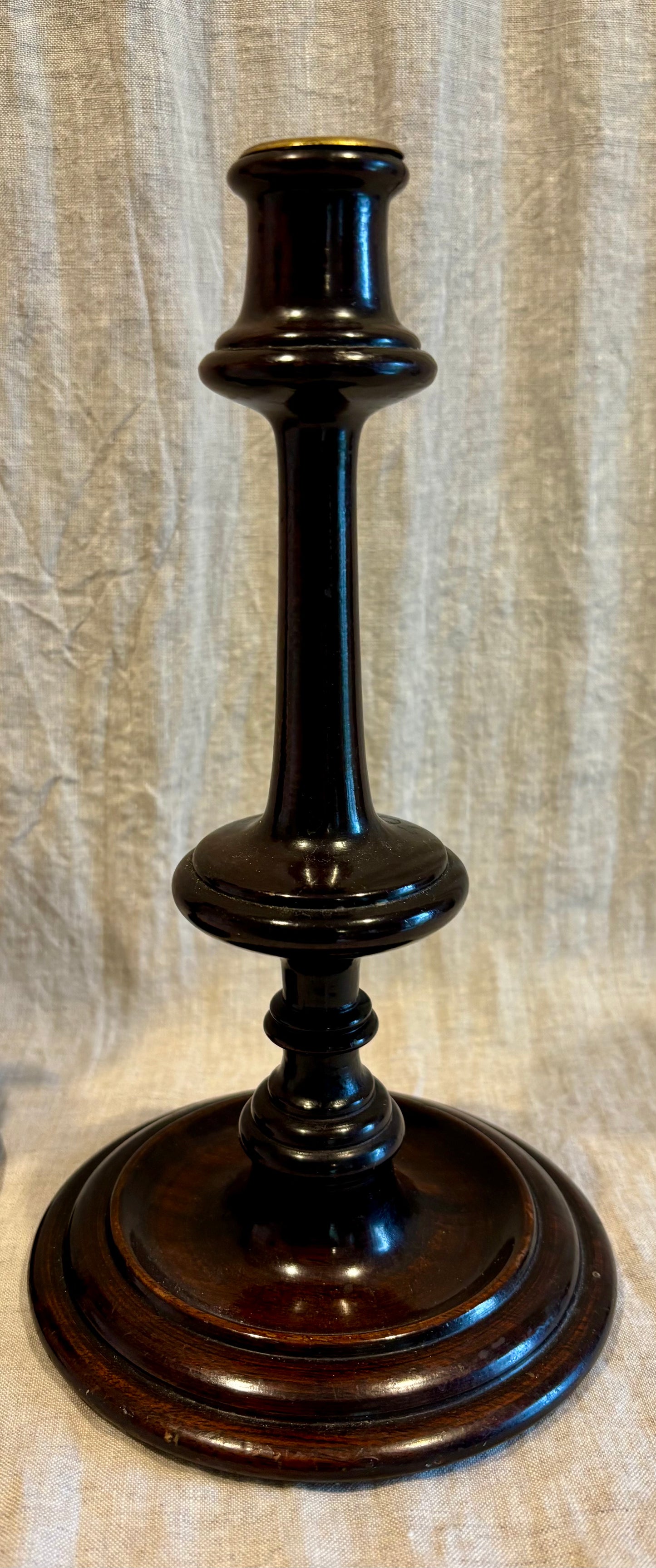 English Turned Wood Candlesticks