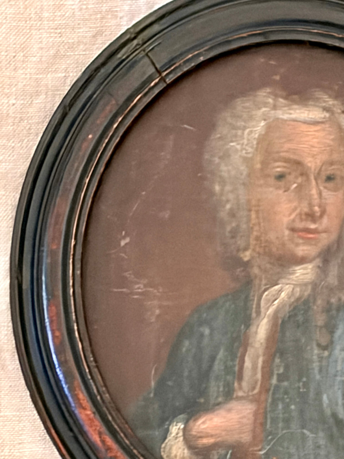 Circa 1720 - 1740 Portrait Miniature on Wood Panel