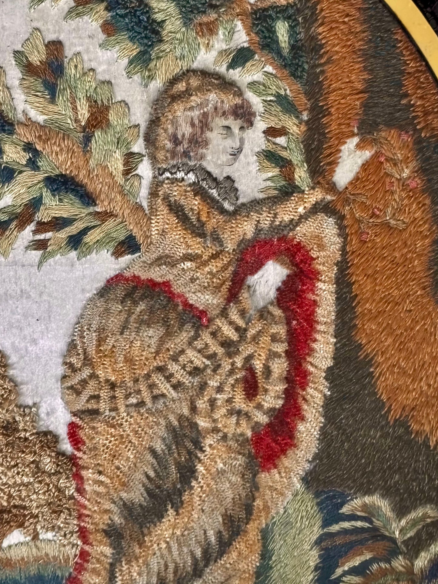 English Silk and Chenille on Silk Embroidery