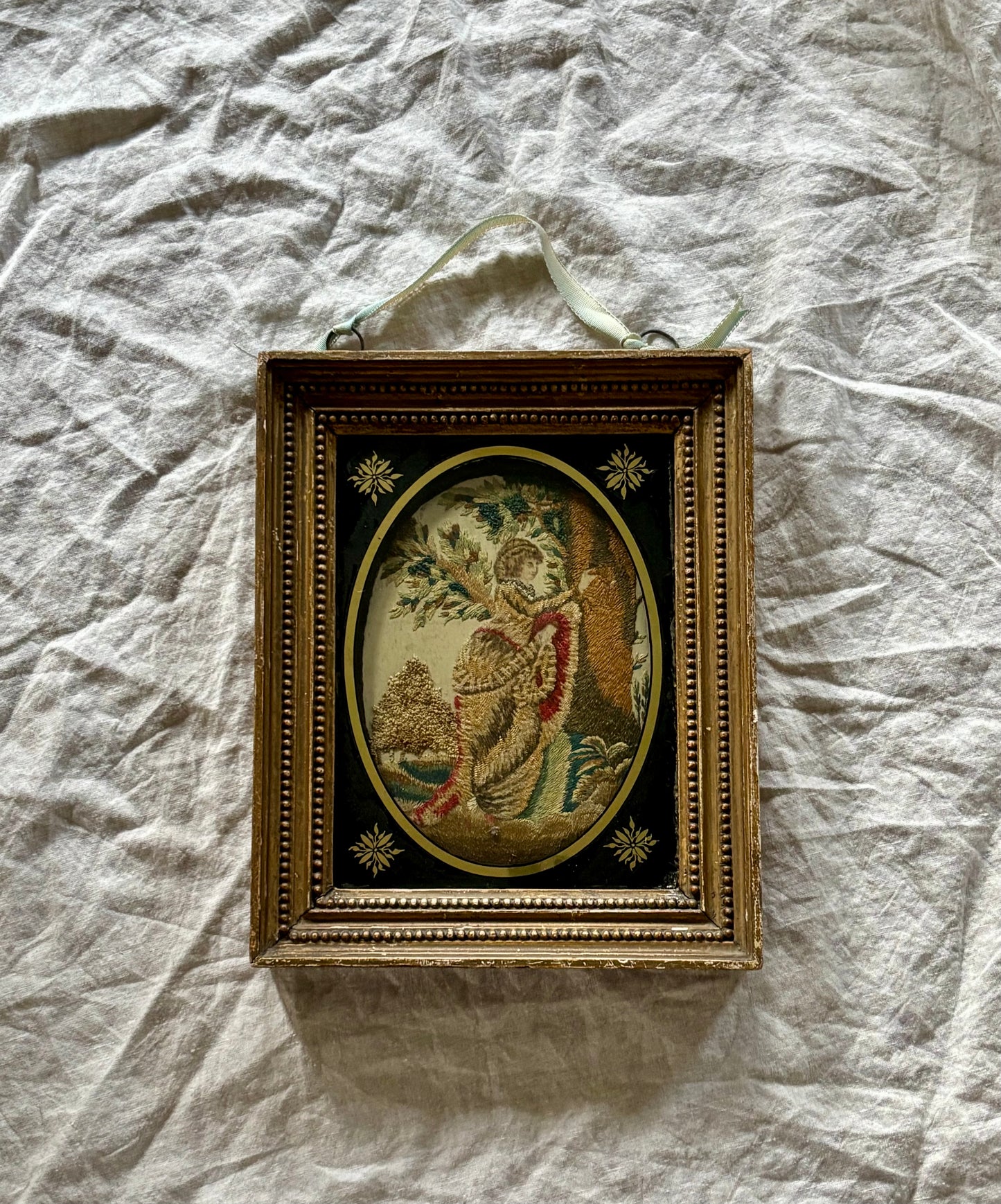 English Silk and Chenille on Silk Embroidery