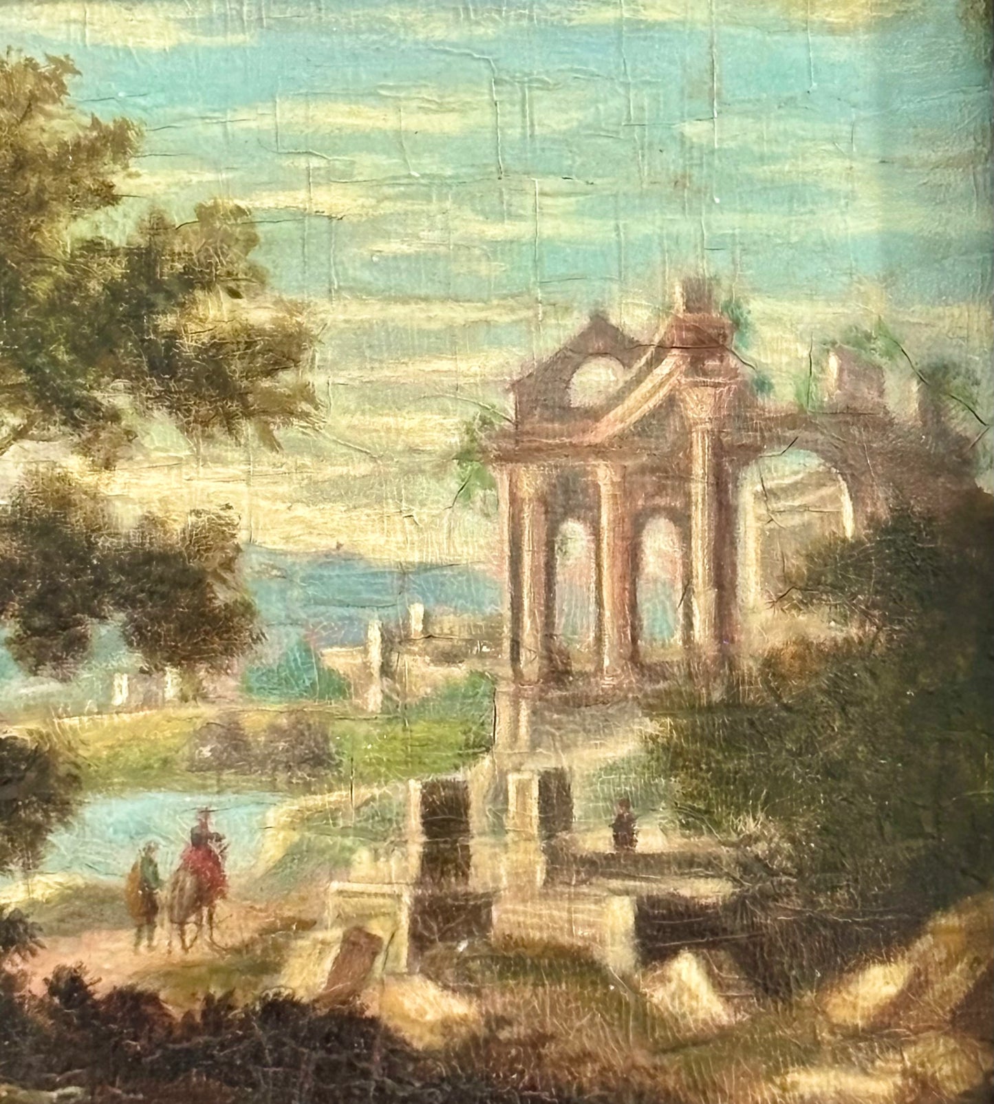 18th Century Italian School Oil Painting of Roman Ruins