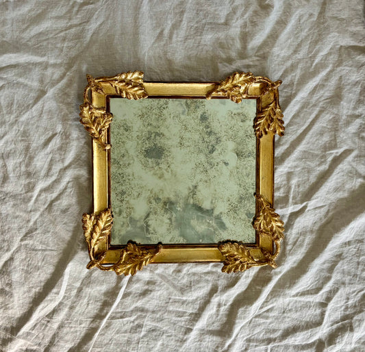 19th Century Hand Carved and Hand Leafed European Frame with Antiqued Mirror