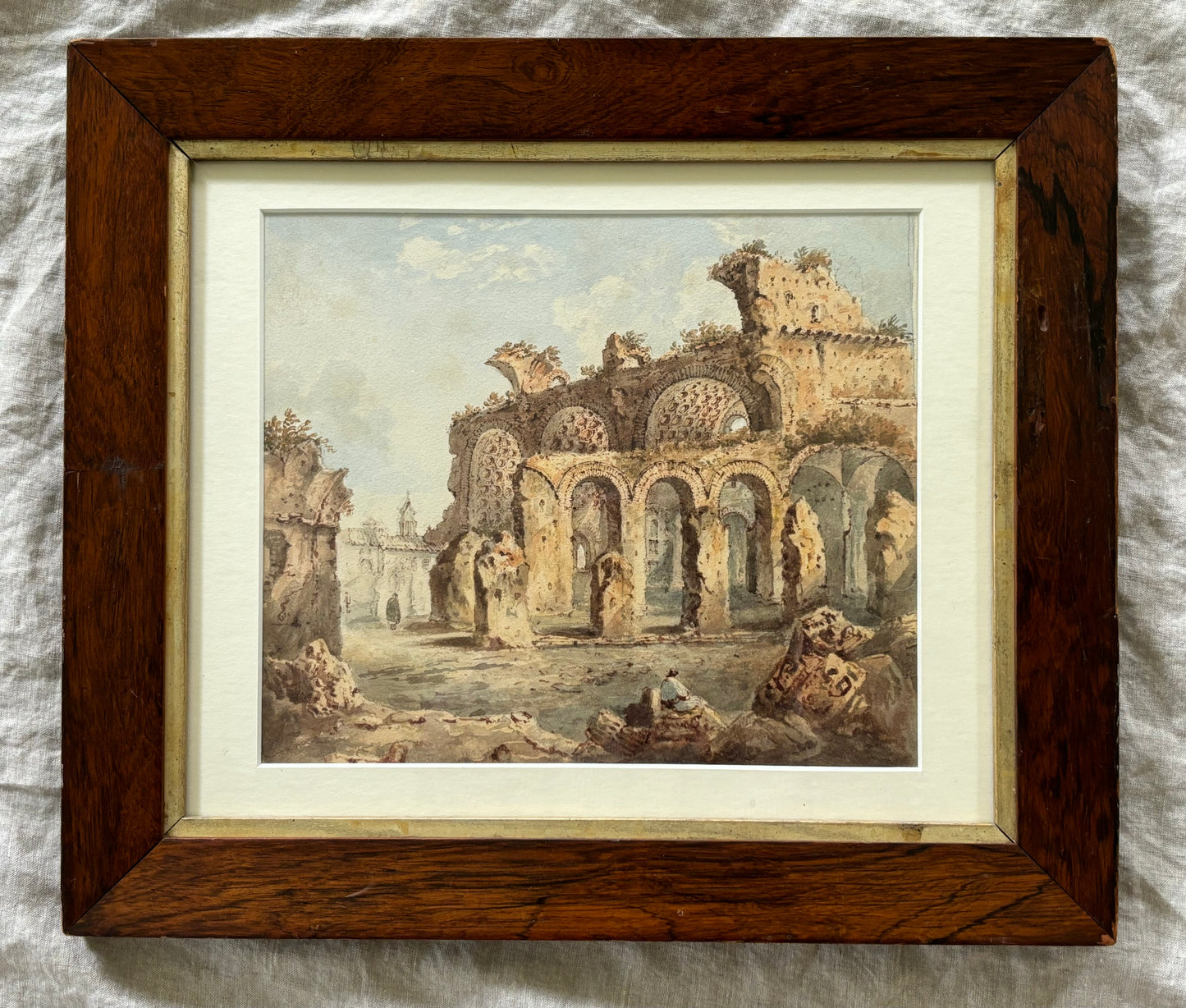 19th Century Watercolor of Classical Ruins