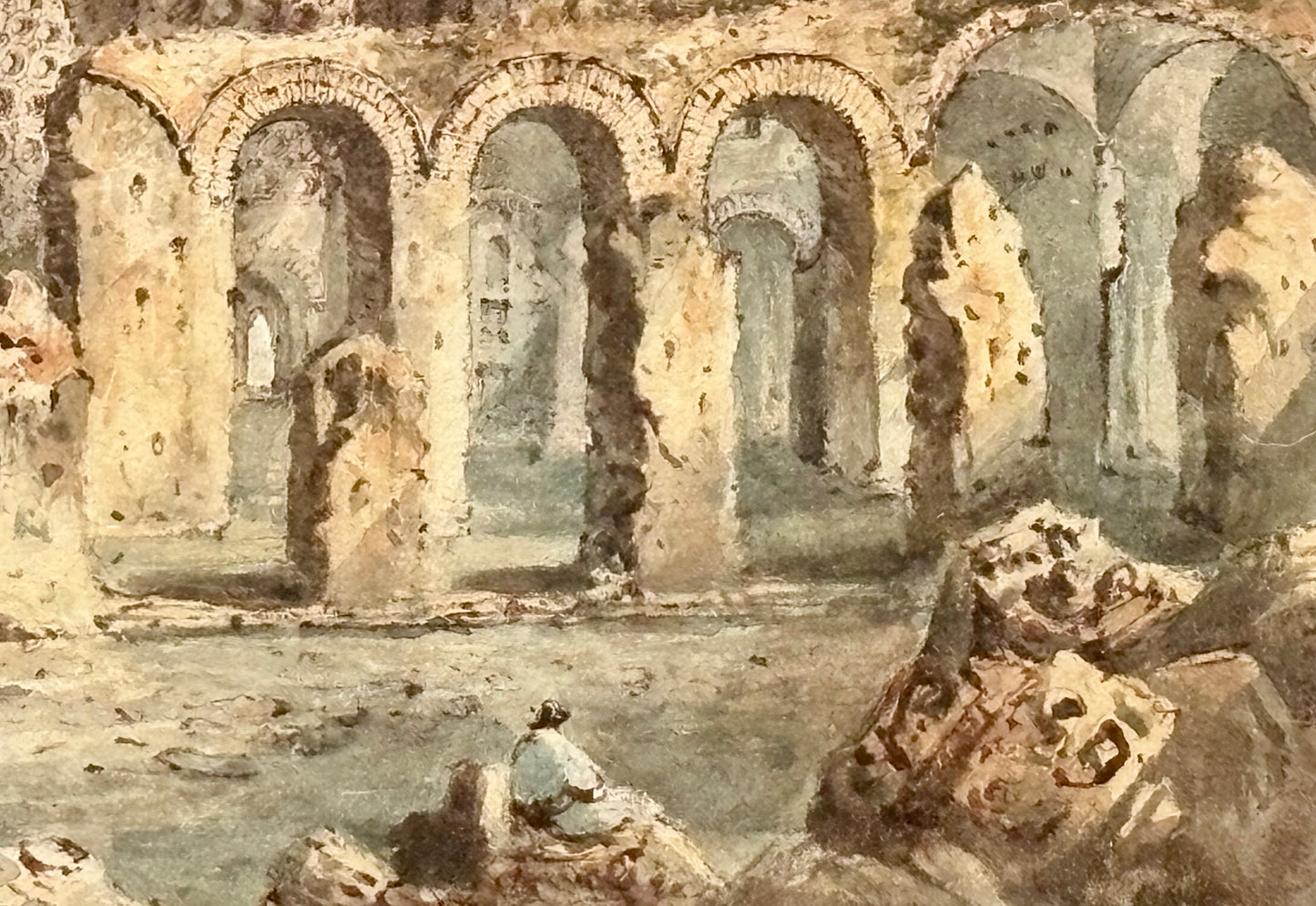 19th Century Watercolor of Classical Ruins