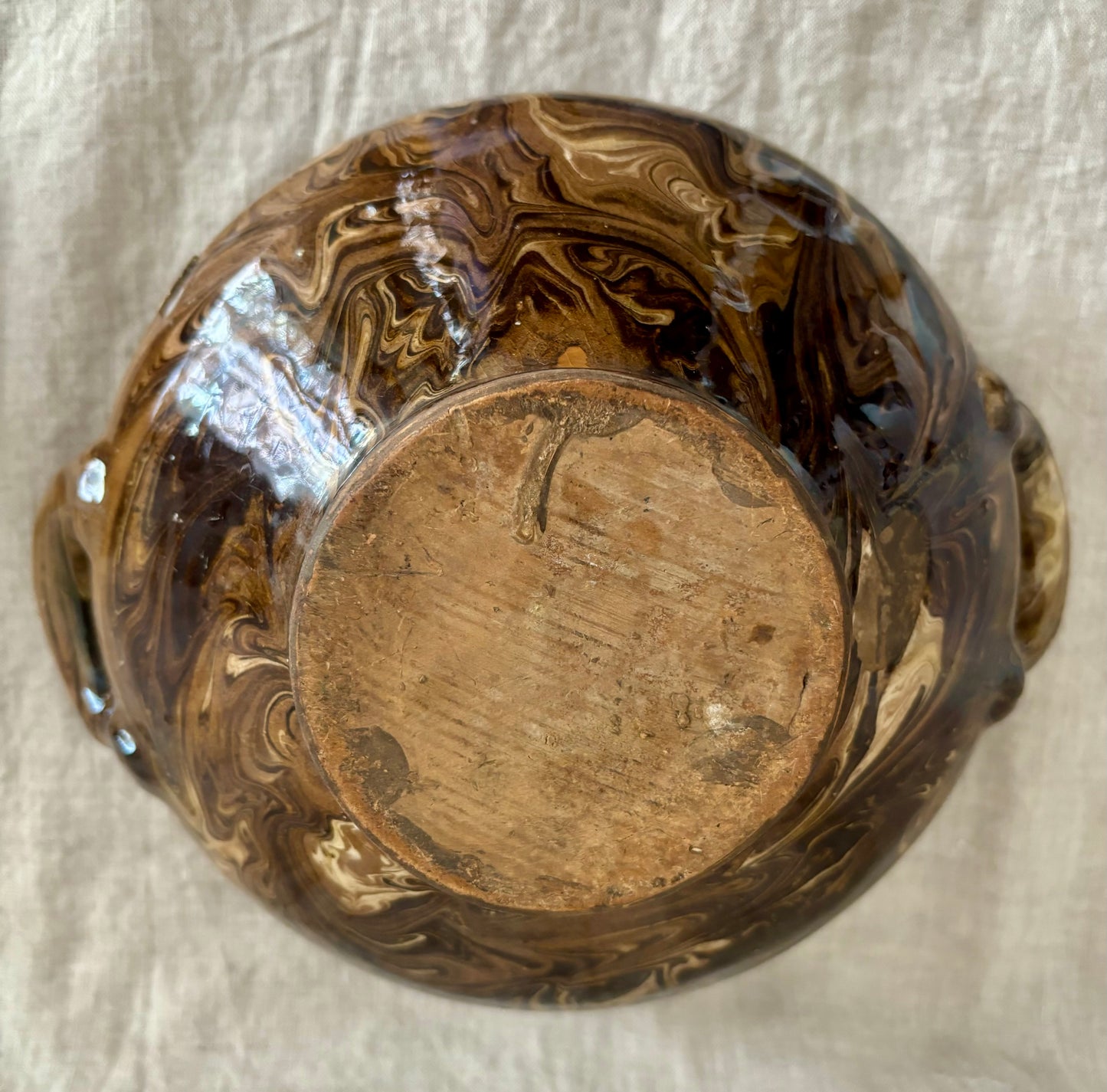 19th Century Agateware Glazed Redware Tureen