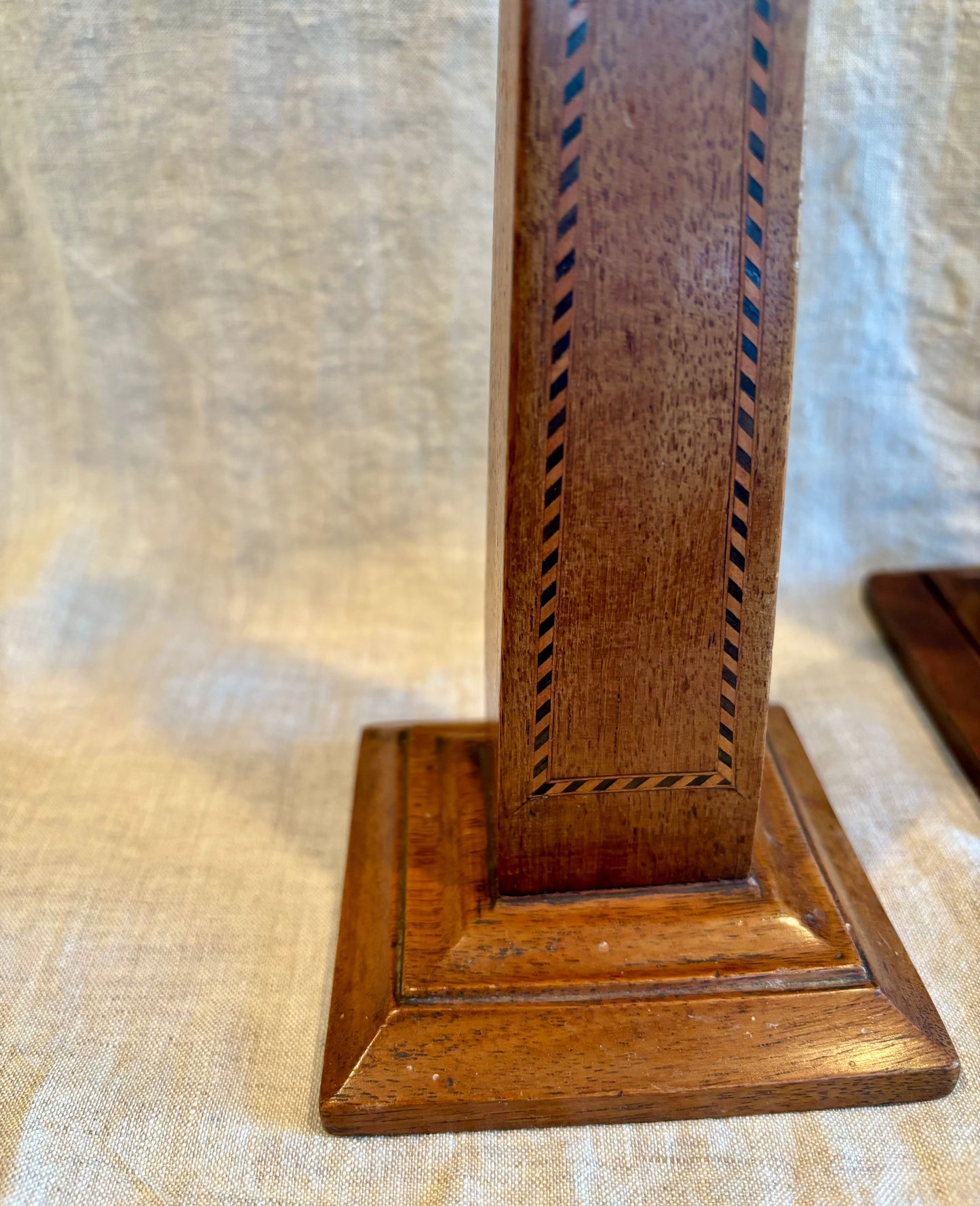 Pair of 19th Century Grand Tour Style Marquetry Obelisk Candlesticks